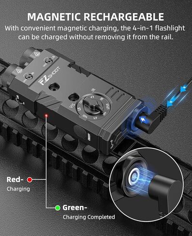 EZshoot 1600 Lumens Rifle Flashlight/IR Illuminator with Green/IR Laser 4-in-1 Combo Magnetic Rechargeable, Tactical Flashlight for Rifle with Remote Switch, Compatible with Picatinny and M-Rail in Kuwait