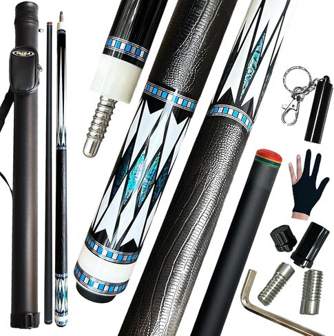 عصا عصا البلياردو من ألياف الكربون + حافظة صلبة، نظام متعدد الوزن (19-21 أونصة)، طرف جلدي متعدد الطبقات 12.5 مم، مع وصلة 3/8 * 8 دبوس، 58 بوصة، عصا بلياردو احترافية من خشب القيقب الكندي الصلب in Kuwait