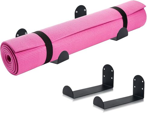 Stainless Steel Yoga Mat Holder Wall Mount 2-Pack – Space Saving Storage Rack for Exercise Mats, Foam Rollers, Resistance Bands – Home Gym Organizer in Saudi Arabia