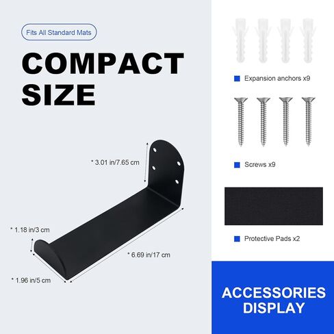 Stainless Steel Yoga Mat Holder Wall Mount 2-Pack – Space Saving Storage Rack for Exercise Mats, Foam Rollers, Resistance Bands – Home Gym Organizer in Saudi Arabia
