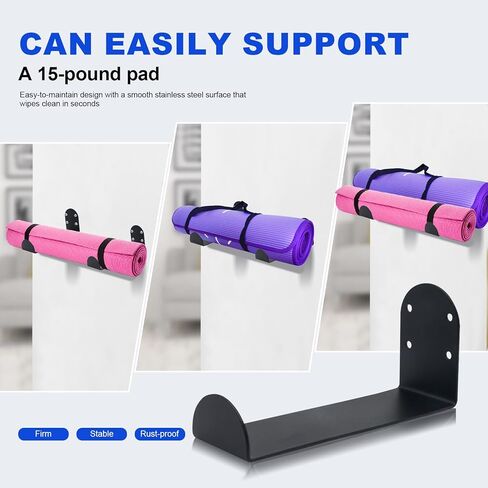 Stainless Steel Yoga Mat Holder Wall Mount 2-Pack – Space Saving Storage Rack for Exercise Mats, Foam Rollers, Resistance Bands – Home Gym Organizer in Saudi Arabia