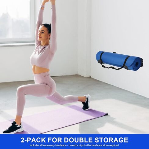 Stainless Steel Yoga Mat Holder Wall Mount 2-Pack – Space Saving Storage Rack for Exercise Mats, Foam Rollers, Resistance Bands – Home Gym Organizer in Saudi Arabia