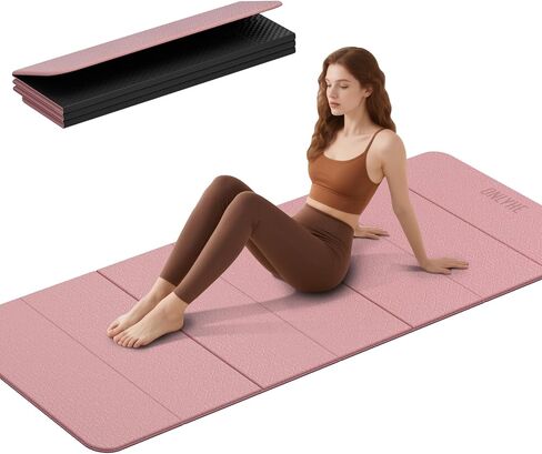 Foldable Yoga Mat 75"x31.5"x0.24" - Extra Large Lightweight TPE Exercise Mat, Double Non-Slip for Pilates, Home Workouts & Outdoor Use in Saudi Arabia