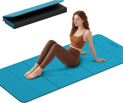 Foldable Yoga Mat 75"x31.5"x0.24" - Extra Large Lightweight TPE Exercise Mat, Double Non-Slip for Pilates, Home Workouts & Outdoor Use in Saudi Arabia