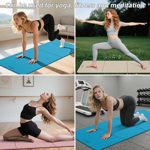 Foldable Yoga Mat 75"x31.5"x0.24" - Extra Large Lightweight TPE Exercise Mat, Double Non-Slip for Pilates, Home Workouts & Outdoor Use in Saudi Arabia