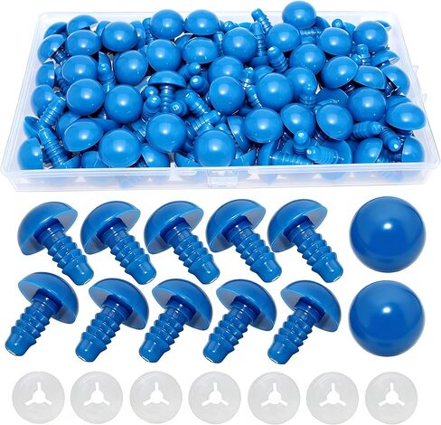 100Pcs Safety Eyes and Secure Washers for Amigurumi Crochet - Thalinfayi 15mm Blue Plastic Safety Eyes Crochet Craft Eyes for Amigurumi, Crafts, Crochet Doll DIY Making Supplies in Kuwait