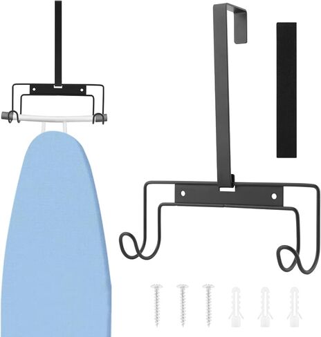 حامل لوح الكي على الحائط، شماعة ألواح الكي على شكل Y & T، حامل الخنزير الحديدي لغرفة الفندق، وغرف الغسيل المنزلية، وغرف المرافق، والخزائن (أسود) in Kuwait