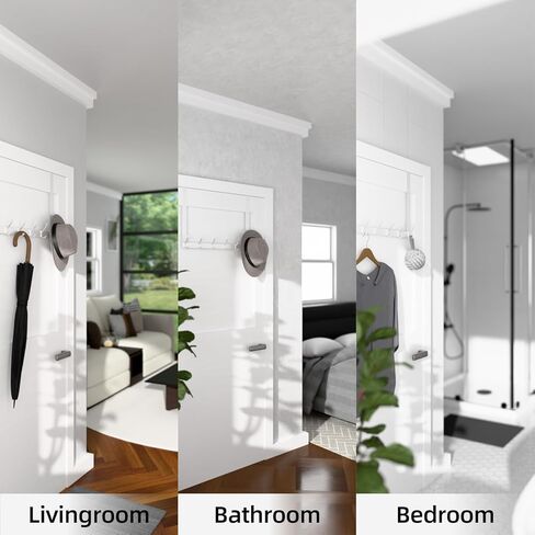 حامل خطاف فوق الباب، باللون الأبيض فوق الباب، حاجز مقاس 15 بوصة مع 6 خطافات، يناسب أبواب مقاس 1.75 بوصة (عبوة واحدة) in Kuwait