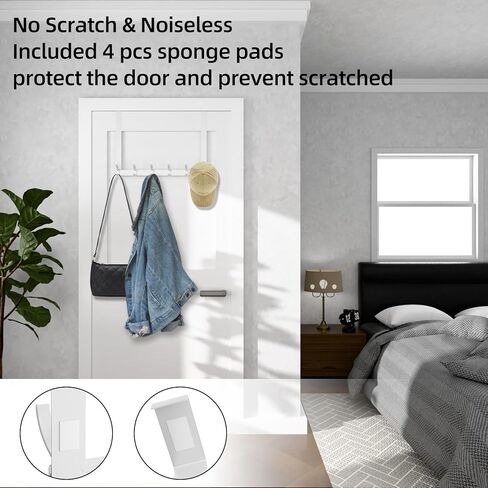 حامل خطاف فوق الباب، باللون الأبيض فوق الباب، حاجز مقاس 15 بوصة مع 6 خطافات، يناسب أبواب مقاس 1.75 بوصة (عبوة واحدة) in Kuwait