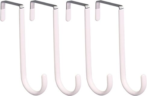 4 Pack Over The Door Hooks Hangers Hooks with Rubber Prevent Coating Hanging Towel Robe Clothing Hanger 5.04inch Kitchen Bathroom White in Saudi Arabia