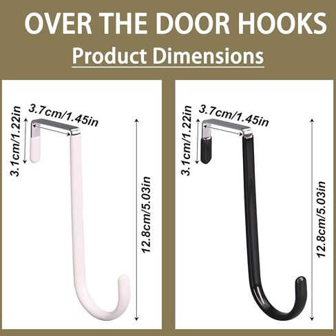 4 Pack Over The Door Hooks Hangers Hooks with Rubber Prevent Coating Hanging Towel Robe Clothing Hanger 5.04inch Kitchen Bathroom White in Saudi Arabia