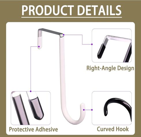 4 Pack Over The Door Hooks Hangers Hooks with Rubber Prevent Coating Hanging Towel Robe Clothing Hanger 5.04inch Kitchen Bathroom White in Saudi Arabia