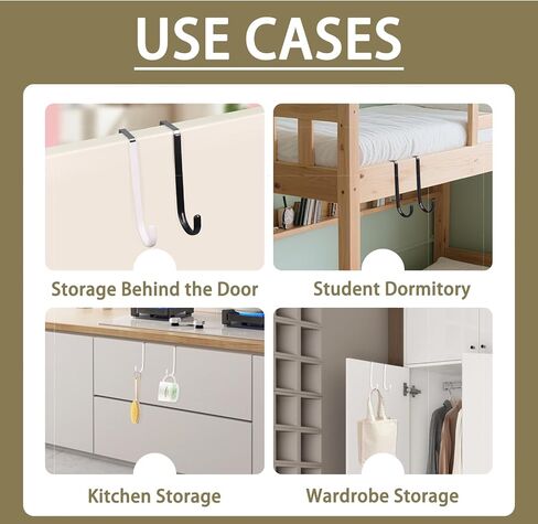 4 Pack Over The Door Hooks Hangers Hooks with Rubber Prevent Coating Hanging Towel Robe Clothing Hanger 5.04inch Kitchen Bathroom White in Saudi Arabia