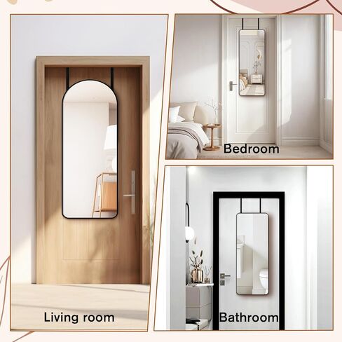 2 PCS Over The Door Mirror Hanger Adjustable Black Metal Mirror Hooks with Protective Lining Heavy Duty Hook for Mirrors with Holes with 2 Iron Filings and Screws in Saudi Arabia
