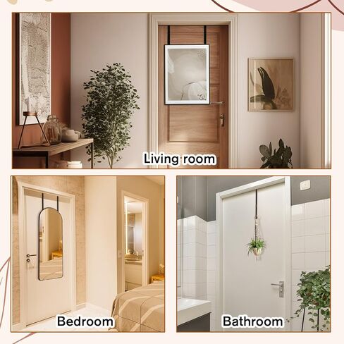 2 PCS Over The Door Mirror Hanger Adjustable Black Metal Mirror Hooks with Protective Lining Heavy Duty Hook for Mirrors with Holes with 2 Iron Filings and Screws in Saudi Arabia
