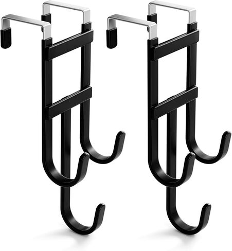 Over the Door Hooks, 2 Pack Heavy Duty Triple-Hook Door Hanger Hooks with Non-Slip Rubber, Waterproof Over Door Hanger for Towels, Coats, Bags & Robes, Space Saving for Living Room,Bathroom, Bedroom in Saudi Arabia