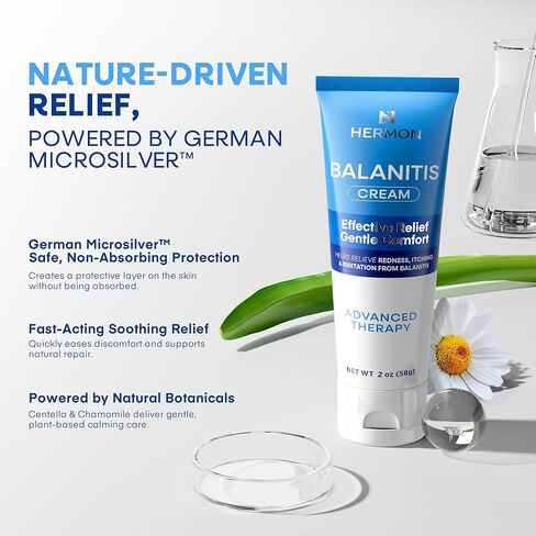 كريم تخفيف التهاب الحشفة من هيرمون: علاج التهاب الحشفة للرجال، مرهم طبيعي مهدئ للتخفيف من أعراض التهيج والحكة (2 أونصة) in Kuwait