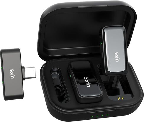 ميكروفون لافالير لاسلكي لهواتف iPhone Android، ميكروفون صغير مع حافظة شحن، ميكروفون لاسلكي مع خاصية إلغاء الضوضاء للتسجيل، يوتيوب، تيك توك، مدونة الفيديو، البودكاست in Saudi Arabia