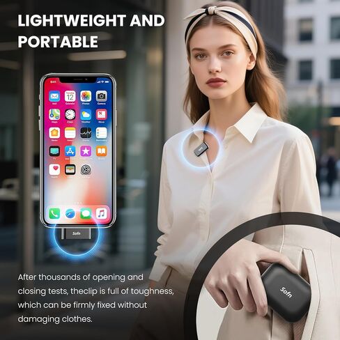 ميكروفون لافالير لاسلكي لهواتف iPhone Android، ميكروفون صغير مع حافظة شحن، ميكروفون لاسلكي مع خاصية إلغاء الضوضاء للتسجيل، يوتيوب، تيك توك، مدونة الفيديو، البودكاست in Saudi Arabia
