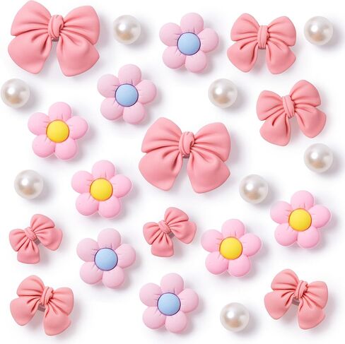 سحر أحذية القوس اللطيف للفتيات ، 24 مساءً أحذية زهرة سحر الملحقات لصنادل السد ، ديكور لؤلؤة للنساء ، خدمة DIY لصالح in Kuwait