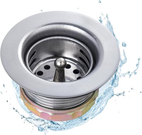 2-Inch Kitchen Sink Drain Strainer, RV Sink Drain Assembly with Basket, Fits 2-Inch/2-1/2-Inch Sink Openings, Anti-Clog Stainless Steel Sink Strainer for Bar & Small Kitchen in Saudi Arabia