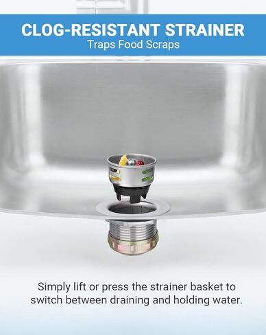 2-Inch Kitchen Sink Drain Strainer, RV Sink Drain Assembly with Basket, Fits 2-Inch/2-1/2-Inch Sink Openings, Anti-Clog Stainless Steel Sink Strainer for Bar & Small Kitchen in Saudi Arabia