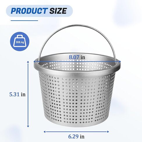 سلة مقشدة لحوض السباحة الداخلي مقاس 8 بوصات - سلة مصفاة معدنية مطورة بمقبض | لـ Pentair U-3، Hayward SP1070/SPX1070E، B-9 | الاستبدال المباشر 08650-0007 وSPX1070E سلال الفلتر العالمية in Kuwait