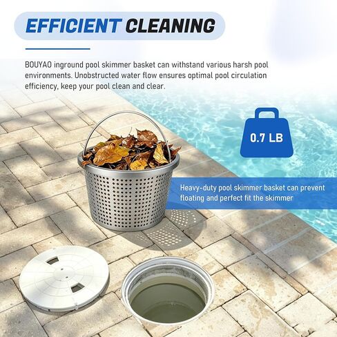 سلة مقشدة لحوض السباحة الداخلي مقاس 8 بوصات - سلة مصفاة معدنية مطورة بمقبض | لـ Pentair U-3، Hayward SP1070/SPX1070E، B-9 | الاستبدال المباشر 08650-0007 وSPX1070E سلال الفلتر العالمية in Kuwait