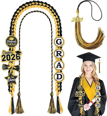 التخرج LEIS 2025 TRAGUTION TRAVERS TASSEL مع 2025 سحر ذهبي ، أموال التخرج LEIS 8 GRAGUTION PATCES STASS CORD TOSSEL FOR TRAVENTION in Kuwait