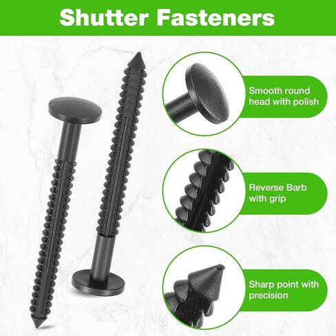 36 PCS Vinyl Shutter Fasteners Window Panel Peg Black, 3 Inch Outside Windows Schutters Lok Pin Pegs Screws Spikes Anchor in Kuwait