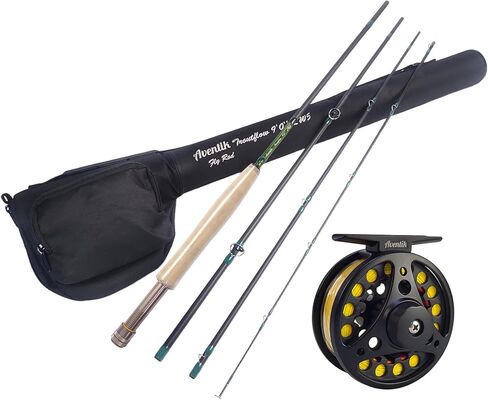 Aventik Fly Fishing Rod مع أنبوب ، 4 قطع ، 5 أمتار 5WT ، 9FT 8WT ، ألياف الكربون السريعة ، قضيب ذبابة محمولة للغاية للسفر (سلسلة Troutflow) in Saudi Arabia