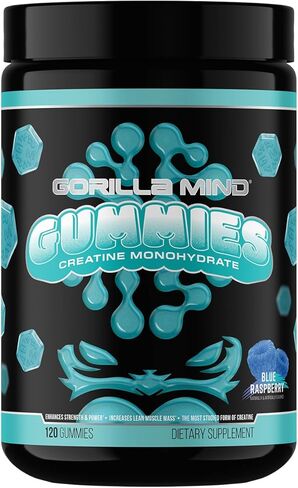 Gorilla Mind Creatine Gummies - Third-Party HPLC Tested | 5g Creapure® Creatine Monohydrate | Verified Potency & Purity | Strength · Power · Lean Muscle | No Added Sugar | Blue Raspberry Flavor in Saudi Arabia