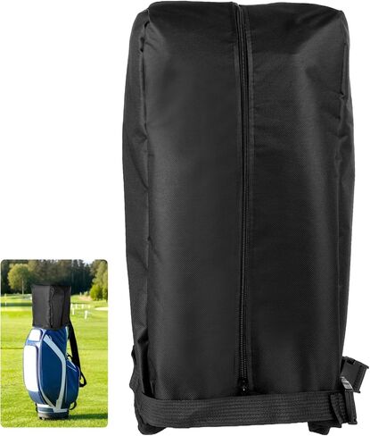 غطاء حقيبة جولف، غطاء مطر لحقيبة الجولف مقاس 34 × 33 × 20 بوصة، غطاء غطاء حقيبة جولف مقاوم للماء والغبار مع سحاب أمامي، وأشرطة قابلة للتعديل وتصميم فتحة سفلية، يناسب حقائب الحامل والعربة (أسود) in Kuwait