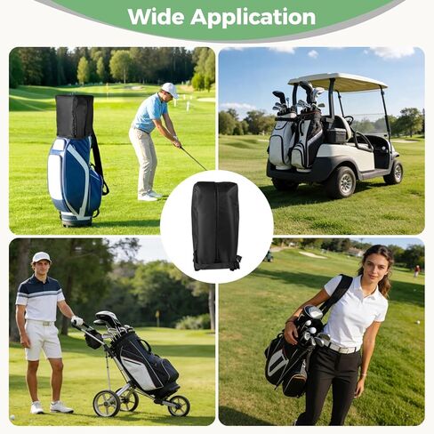 غطاء حقيبة جولف، غطاء مطر لحقيبة الجولف مقاس 34 × 33 × 20 بوصة، غطاء غطاء حقيبة جولف مقاوم للماء والغبار مع سحاب أمامي، وأشرطة قابلة للتعديل وتصميم فتحة سفلية، يناسب حقائب الحامل والعربة (أسود) in Kuwait