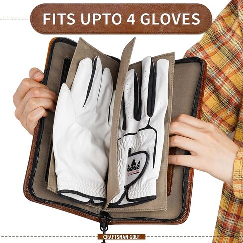 CRAFTSMAN GOLF Synthetic Leather Glove Keeper Stash Holder Stylish Light Brown and Brown Spliced Design Golf Glove Pouch Wallet in Saudi Arabia