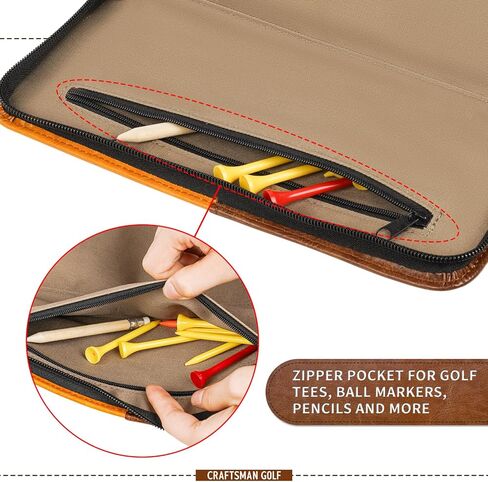 CRAFTSMAN GOLF Synthetic Leather Glove Keeper Stash Holder Stylish Light Brown and Brown Spliced Design Golf Glove Pouch Wallet in Saudi Arabia