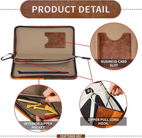 CRAFTSMAN GOLF Synthetic Leather Glove Keeper Stash Holder Stylish Light Brown and Brown Spliced Design Golf Glove Pouch Wallet in Saudi Arabia