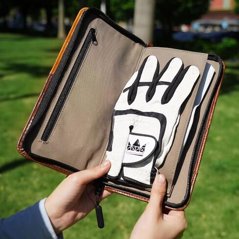 CRAFTSMAN GOLF Synthetic Leather Glove Keeper Stash Holder Stylish Light Brown and Brown Spliced Design Golf Glove Pouch Wallet in Saudi Arabia