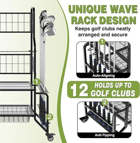 حقيبة الجولف لتخزين المرآب منظم حقيبة الجولف يناسب حقيبتين إضافيتين لنوادي كرات الأحذية وإكسسوارات معدات الجولف رف تخزين الجولف لسقيفة نادي المرآب in Kuwait