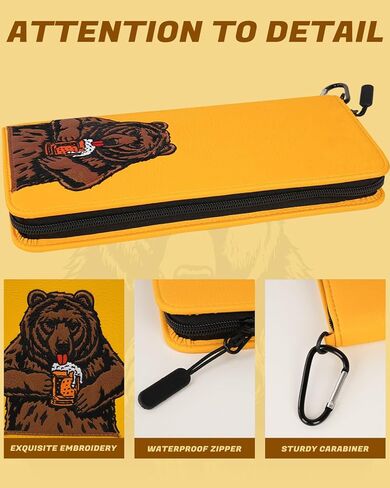 Golf Glove Holder Case for Accessories Portable Golfer Gifts for Men & Women Caddy Organizer Case with Storage Slots for Cards, Tees & Ball Markers Embroidered Beer Bear in Saudi Arabia