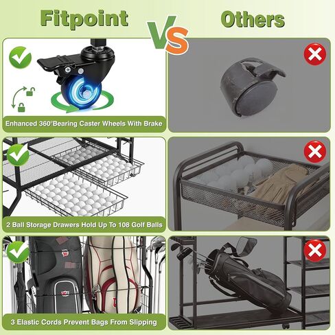 حقيبة الجولف لتخزين المرآب منظم حقيبة الجولف يناسب حقيبتين إضافيتين لنوادي كرات الأحذية وإكسسوارات معدات الجولف رف تخزين الجولف لسقيفة نادي المرآب in Kuwait