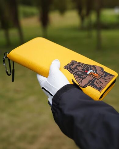 Golf Glove Holder Case for Accessories Portable Golfer Gifts for Men & Women Caddy Organizer Case with Storage Slots for Cards, Tees & Ball Markers Embroidered Beer Bear in Saudi Arabia