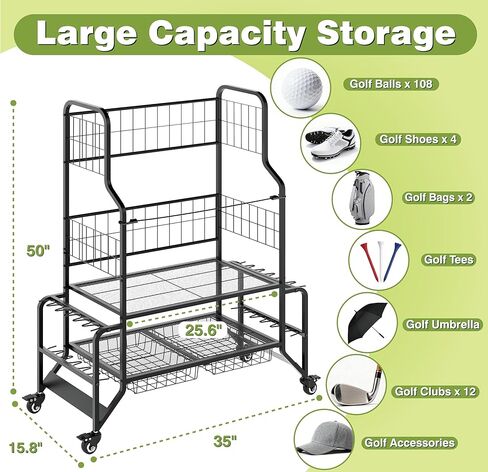 حقيبة الجولف لتخزين المرآب منظم حقيبة الجولف يناسب حقيبتين إضافيتين لنوادي كرات الأحذية وإكسسوارات معدات الجولف رف تخزين الجولف لسقيفة نادي المرآب in Kuwait