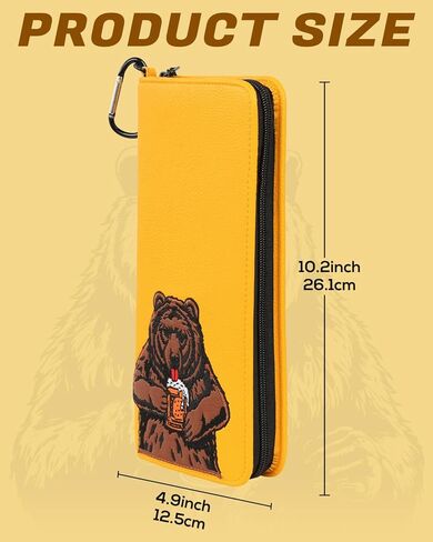 Golf Glove Holder Case for Accessories Portable Golfer Gifts for Men & Women Caddy Organizer Case with Storage Slots for Cards, Tees & Ball Markers Embroidered Beer Bear in Saudi Arabia