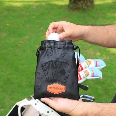 Golf Valuables Pouch Poker Embroidery Golf Pouch Bags with Drawstrings Leather Golf Tee Bag Pouchs for Men Women in Saudi Arabia