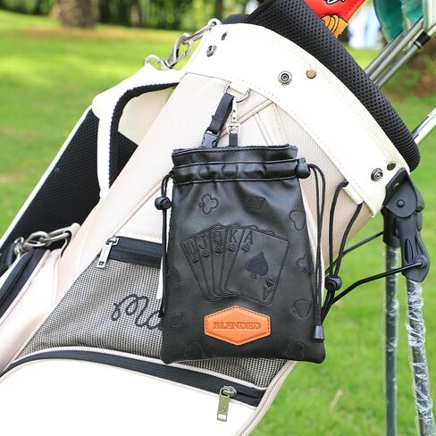 Golf Valuables Pouch Poker Embroidery Golf Pouch Bags with Drawstrings Leather Golf Tee Bag Pouchs for Men Women in Saudi Arabia