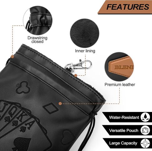 Golf Valuables Pouch Poker Embroidery Golf Pouch Bags with Drawstrings Leather Golf Tee Bag Pouchs for Men Women in Saudi Arabia