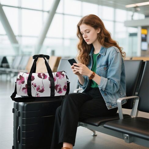 Flowers With Dark Petals Foldable Duffel Bag Women Oxford Tote Bags Adjustable Shoulder Strap, Convertible Carry Backpack Cute Carry On Bag For Yoga Work Gym Backpack With Shoe Compartment in Saudi Arabia