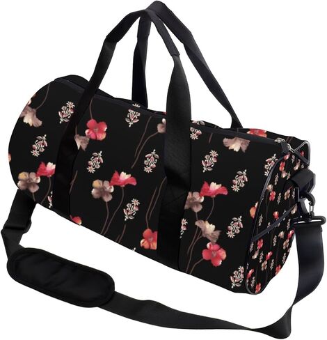Flowers With Dark Petals Foldable Duffel Bag Women Oxford Tote Bags Adjustable Shoulder Strap, Convertible Carry Backpack Cute Carry On Bag For Yoga Work Gym Backpack With Shoe Compartment in Saudi Arabia
