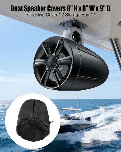 2 Pack Boat Speaker Covers 8" H x 8" W x 9" D 900D Oxford Fabric, Marine Speaker Cover with Storage Bag in Saudi Arabia